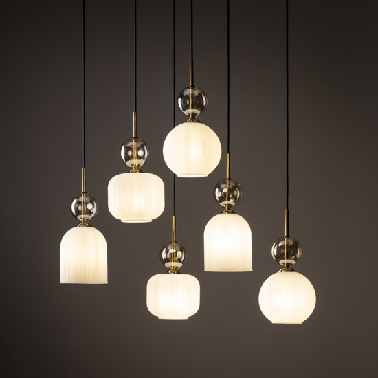 lampadario elegante per soggiorno salotto pendenti in vetro ambra bianco